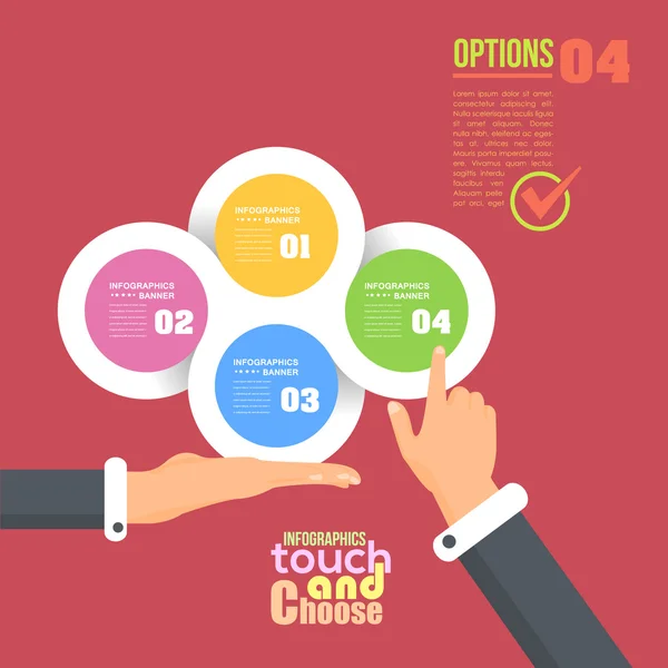 Flat Infographics Template and Web Elements - Business, Marketing Touch and Choose Concept Vector Design — Stock Vector