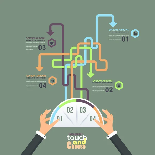 Plantilla de Infografías Planas y Elementos Web - Diseño de Vectores de Negocios, Marketing Touch y Elegir Concepto — Archivo Imágenes Vectoriales