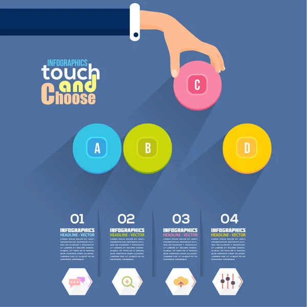 Flat Infographics Template and Web Elements - Business, Marketing Touch and Choose Concept Vector Design — Stock Vector