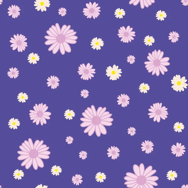 Pink Yellow Daisies Ditsy Seamless Pattern Print Background Surface Pattern — Image vectorielle