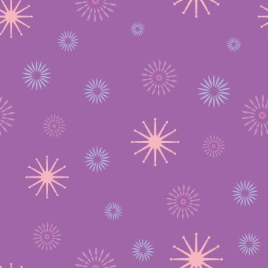 Abstract pink blue doodle stars seamless pattern. Print background. Surface pattern design. 