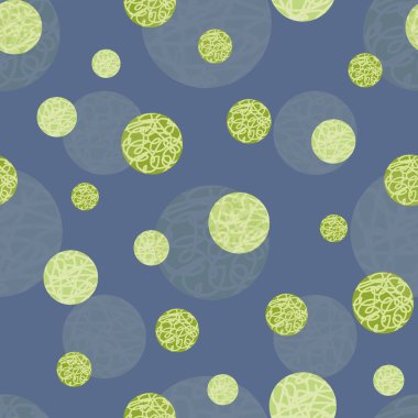 Green dots circles dark background seamless pattern. Print background. Surface pattern design. 