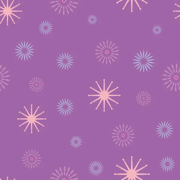 Abstract Pink Blue Doodle Stars Seamless Pattern Print Background Surface — 스톡 벡터