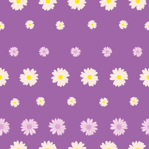 Colorful Daisies Ditsy Striped Seamless Pattern Print Background Surface Pattern — Stok Vektör