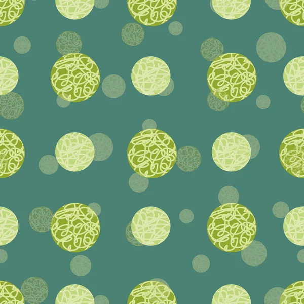 Green Dots Circles Sample Stripes Seamless Pattern Print Background Surface — Vetor de Stock