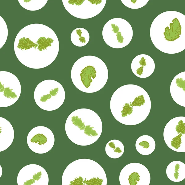 Green Leafs Bubbles Seamless Pattern Print Background Surface Pattern Design — Vetor de Stock