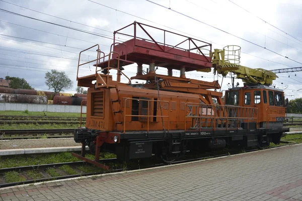 Lviv Ukraine September 2021 Railway Diesel Car Adm Repair Overhead — Stock Photo, Image