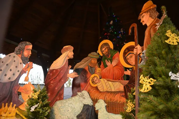 Janeiro 2021 Lviv Ucraniana Decoração Tradicional Natal Cena Nascimento Jesus — Fotografia de Stock