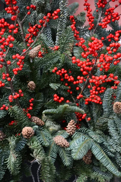 Decoração Natal Fundo Abstrato Árvore Natal Decorada Guirlandas Natal Brilhantes — Fotografia de Stock