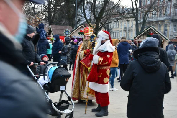 Lviv Ucrania Diciembre 2021 San Nicolás Feria Navidad Lviv 2021 — Foto de Stock