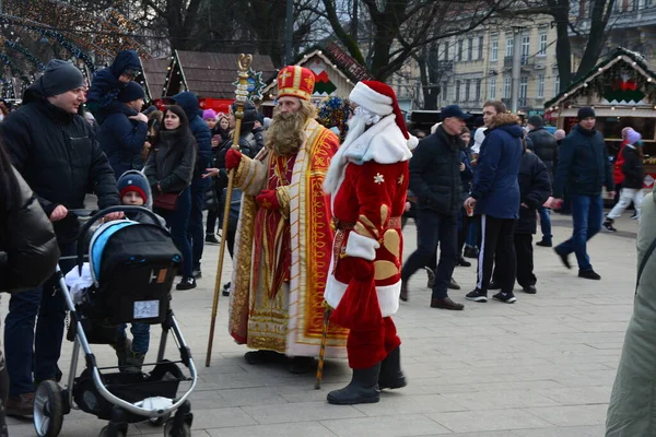 Lviv Ucrania Diciembre 2021 San Nicolás Feria Navidad Lviv 2021 — Foto de Stock