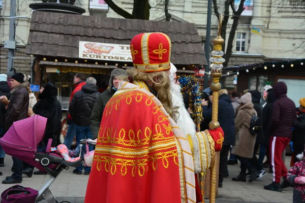 Lviv Ucrania Diciembre 2021 San Nicolás Feria Navidad Lviv 2021 — Foto de Stock