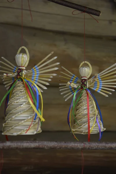 Anjo Palha Dentro Decoração Natal Straw Angels Decorações Para Natal — Fotografia de Stock