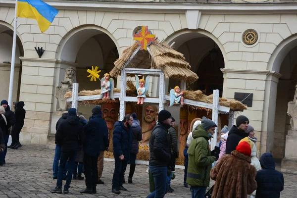 Lviv Ουκρανία Ιανουάριος 2021 Ουκρανική Πόλη Lvov Στην Παλιά Πόλη — Φωτογραφία Αρχείου