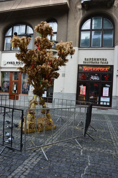 Lviv Ukraine Januar 2021 Didukh Als Ukrainisches Weihnachtssymbol Auf Dem — Stockfoto