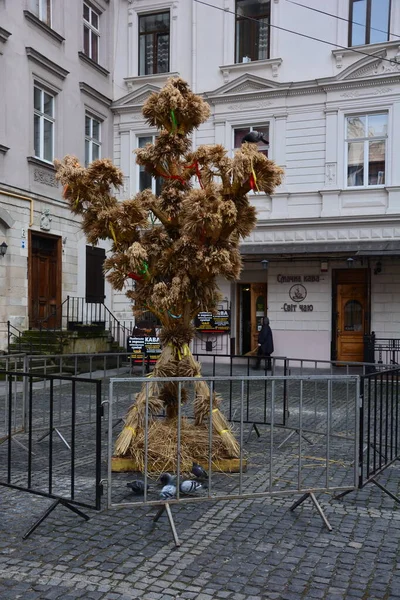 Lviv Ukraine Januar 2021 Didukh Als Ukrainisches Weihnachtssymbol Auf Dem — Stockfoto