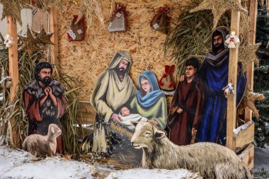 Rivne şehri. Ukrayna. Aralık, 2021 Doğum Sahnesi. Noel Gecesi.