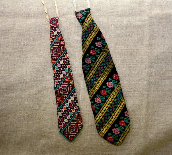 Corbatas Bordadas Tradicionales Los Hombres Ucranianos Display Lazos Los Hombres —  Fotos de Stock