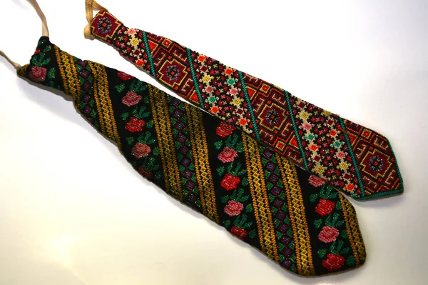 Corbatas Bordadas Tradicionales Los Hombres Ucranianos Display Lazos Los Hombres — Foto de Stock