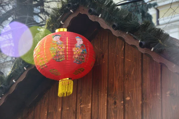 Yeni Yıl Festivalinde Çin Fenerleri Geleneksel Çin Yeni Yıl Süslemeleri — Stok fotoğraf
