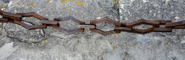 Robust Metal Chain Close Close Old Rusty Chain Links Metal — Stockfoto