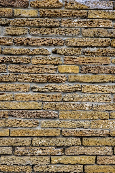 Mur Brique Calcaire Désert Vieux Mur Brique Jaune Irrégulier Fond — Photo
