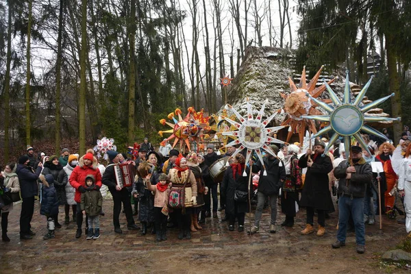 Lviv Ucrania Enero 2021 Celebración Navidad Ortodoxa Lviv Festival Destello — Foto de Stock