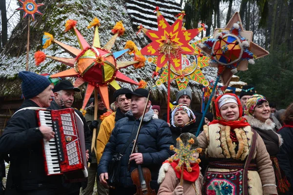 Lviv Ukraine January 2021 Celebration Orthodox Christmas Lviv Festival Flash — Foto de Stock