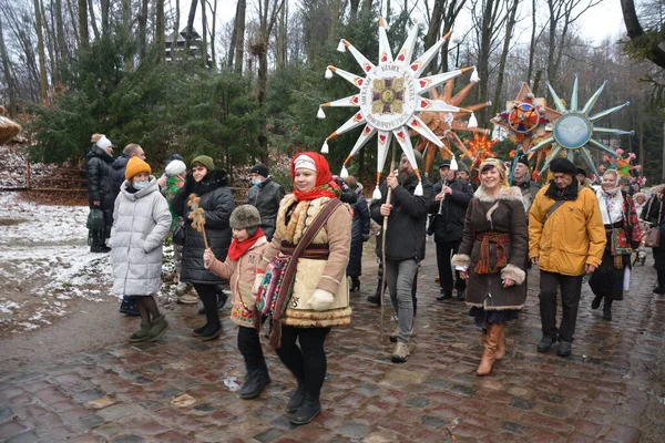 Lviv Ukraine January 2021 Celebration Orthodox Christmas Lviv Festival Flash — стоковое фото