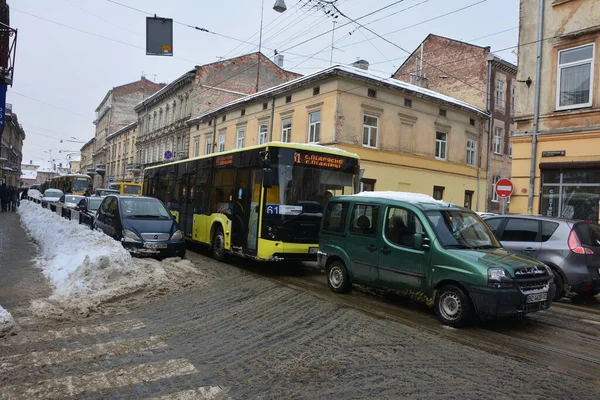 Lviv Ukraine Janvier 2022 Voitures Couvertes Neige Après Les Chutes — Photo