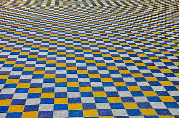 Una Vasta Area Posata Piastrelle Ceramica Colori Blu Giallo — Foto Stock