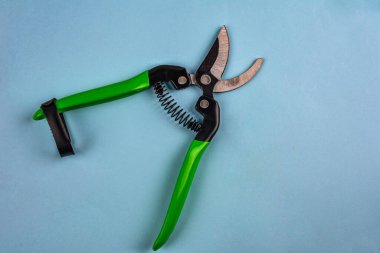 Beyaz arkaplanda izole edilmiş .secateurs üzerinde bahçe pruner secateurs aracı