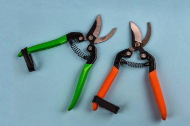 Beyaz arkaplanda izole edilmiş .secateurs üzerinde bahçe pruner secateurs aracı