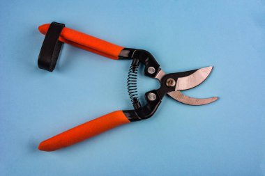 Beyaz arkaplanda izole edilmiş .secateurs üzerinde bahçe pruner secateurs aracı