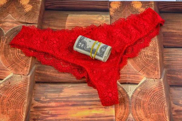 Fotos Ropa Interior Sexy Sex Por Dinero Dólares Están Sobresaliendo —  Fotos de Stock