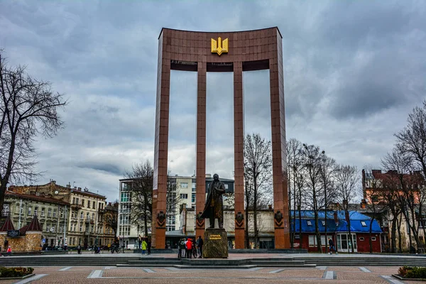 Lviv Lviv Regionen Ukraina Februari 2022 Monument Till Stepan Bandera — Stockfoto