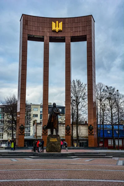 Lviv Lviv Regionen Ukraina Februari 2022 Monument Till Stepan Bandera — Stockfoto