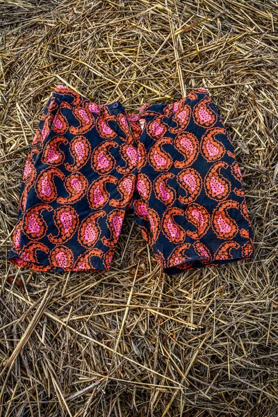 Shorts Straw Shorts Para Natação Calções Banho Para Menino Listras — Fotografia de Stock