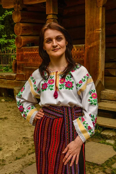 Faith Proudness Emotive Woman Ukrainian Traditional Cloth Embroidery Shirt Ukrainian — Stock Photo, Image