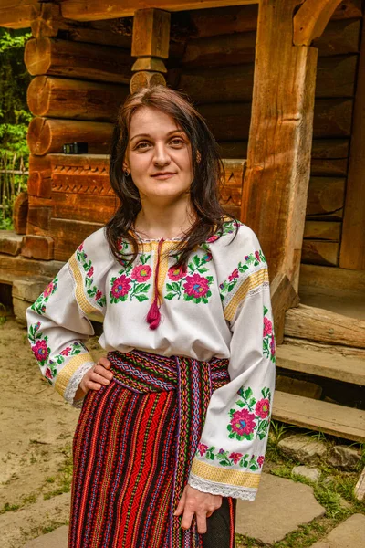 Faith Proudness Emotive Woman Ukrainian Traditional Cloth Embroidery Shirt Ukrainian — Stock Photo, Image