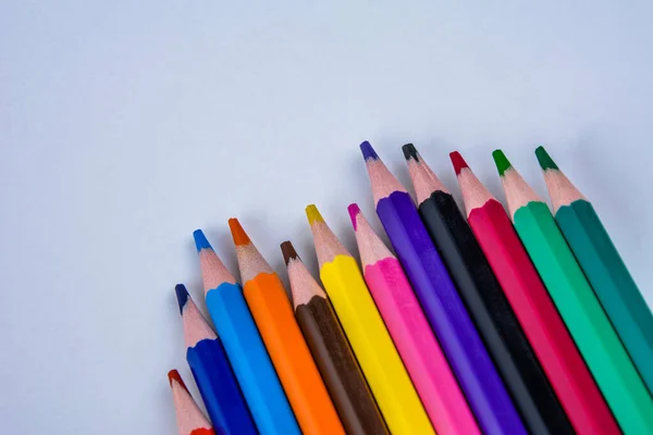 stock image Many colored pencils.Set of sharpened color pencils .Colored pencils making a wave .An image of set of color pencils.