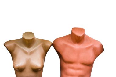 Giysilerini göstermek için plastik mankenler. Kıyafetlerini göstermek için endüstriyel modellerin plastik figürleri..