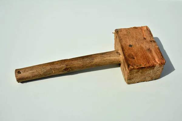 Vintage Wooden Mallet Mallet Hammer Made Burl Wood Tools Used — Stock Photo, Image