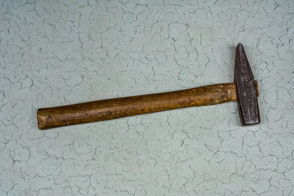 Flat Lay Vintage Hammer Nails Rusty Tabletop Hammer Weathered Surface — Stock Photo, Image