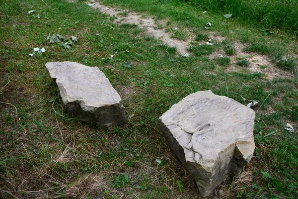 Large Natural Stones Used Element Park Sculpture — стоковое фото
