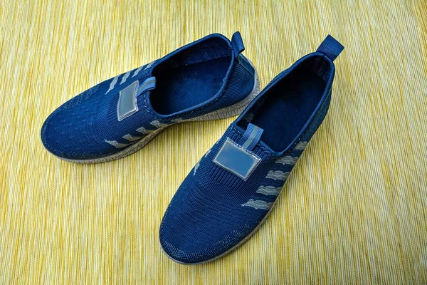 Summer Leather Mens Shoes Blue Men Moccasins Suede Unpolished Leather — Foto Stock