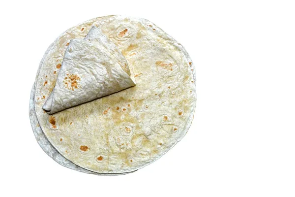 Ronde Tarwe Tortilla Close Lavash Turks Toiletbrood Witte Tortilla Een — Stockfoto