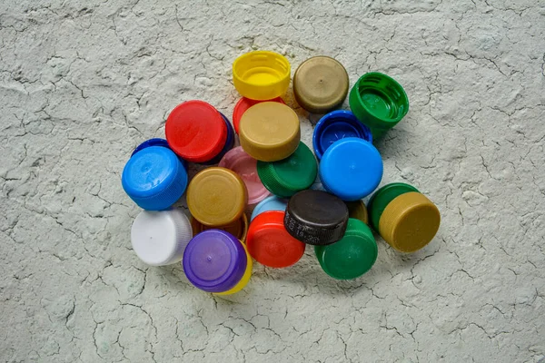 Huge Number Colorful Plastic Bottles Tops Detail Colourful Plastic Stoppers — 스톡 사진