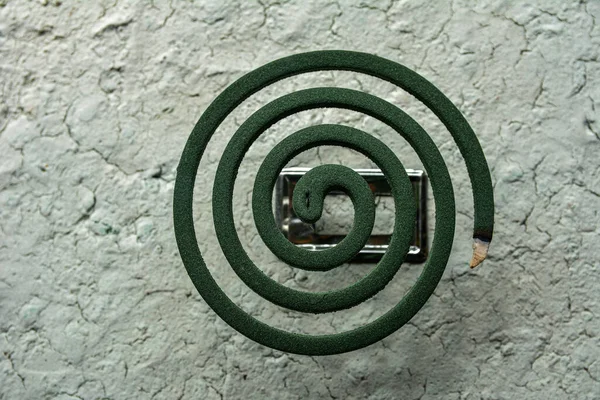 Mosquito Coil Burning Prevent Bugs Bothering Campers Smoking Aromatic Spiral — Foto Stock