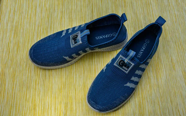 Lviv Ukraine June 2022 Summer Leather Mens Shoes Blue Men — Foto Stock